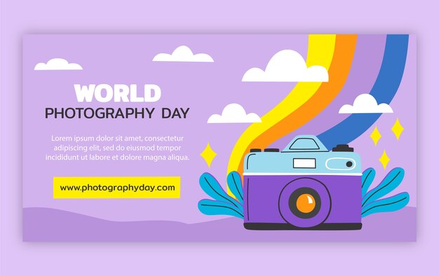 Flat world photography day social media post template