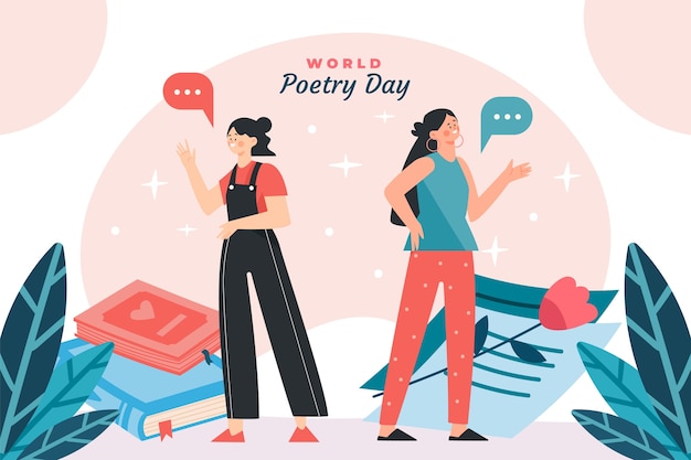 Flat world poetry day background