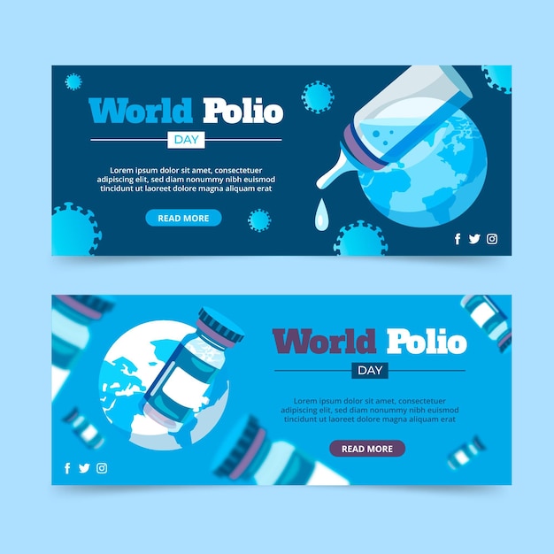 Free Vector flat world polio day banners set