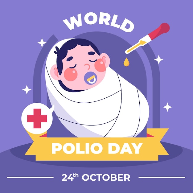 Flat world polio day illustration