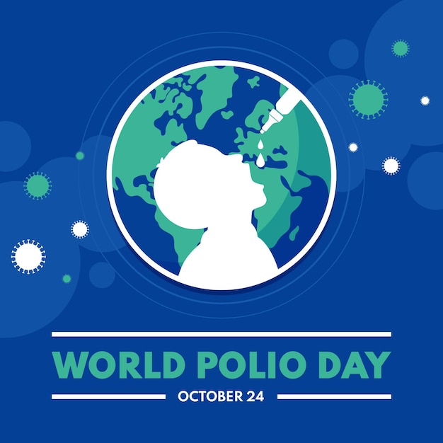 Flat world polio day illustration