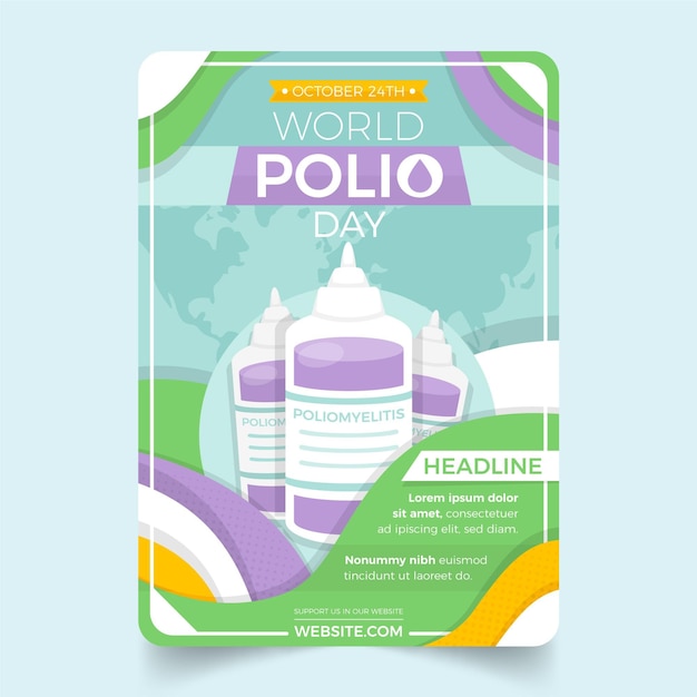 Flat world polio day vertical poster template