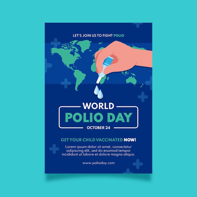 Flat world polio day vertical poster template