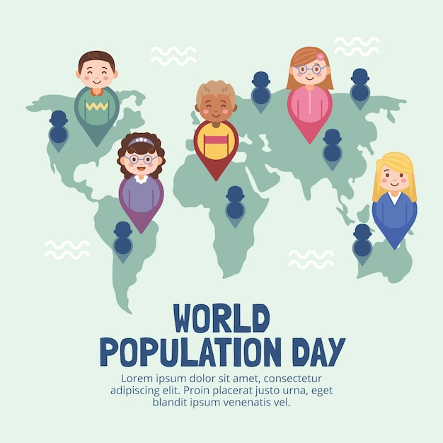 Free Vector flat world population day illustration