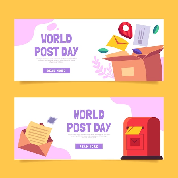 Free Vector flat world post day banners set