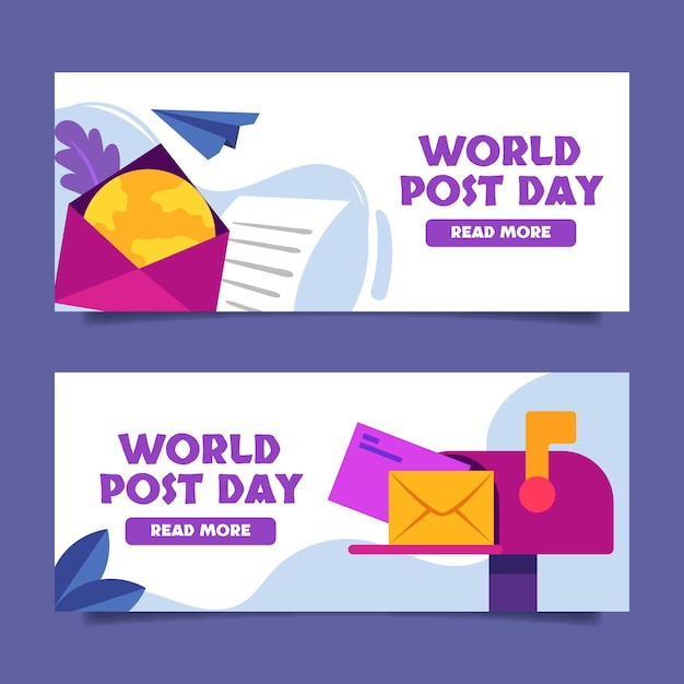 Free Vector flat world post day banners set