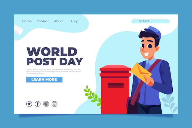 Free Vector flat world post day landing page template