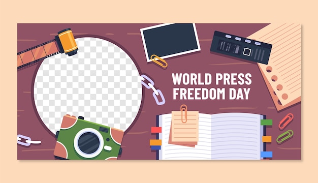 Free vector flat world press freedom day horizontal banner template