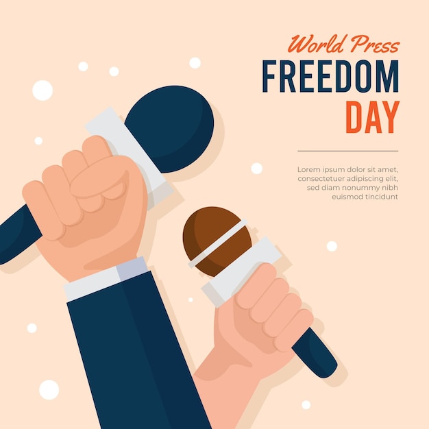 Flat world press freedom day illustration