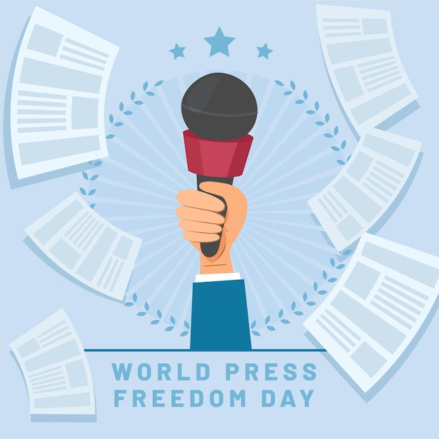 Flat world press freedom day illustration