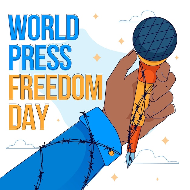 Flat world press freedom day illustration