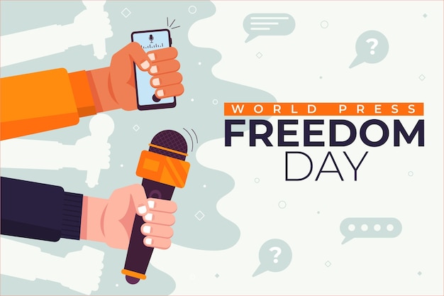 Flat world press freedom day illustration