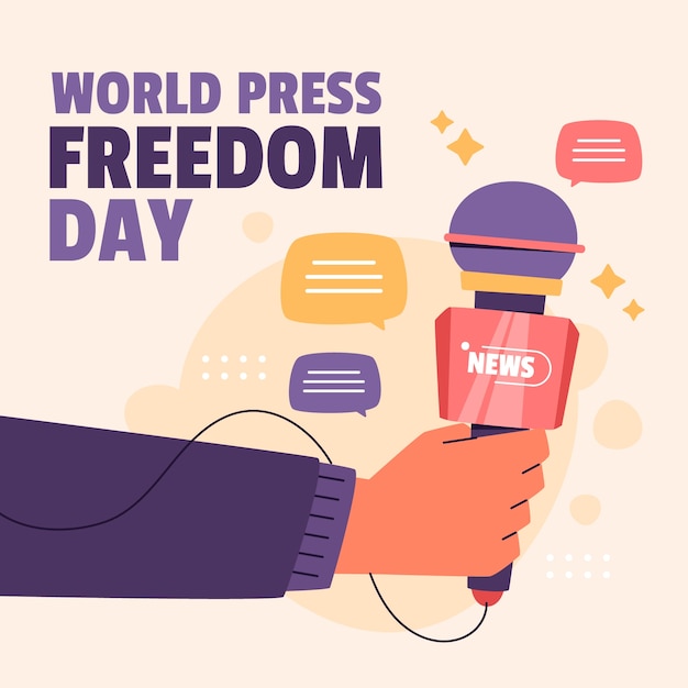 Flat world press freedom day illustration