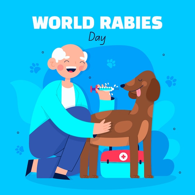 Flat world rabies day illustration