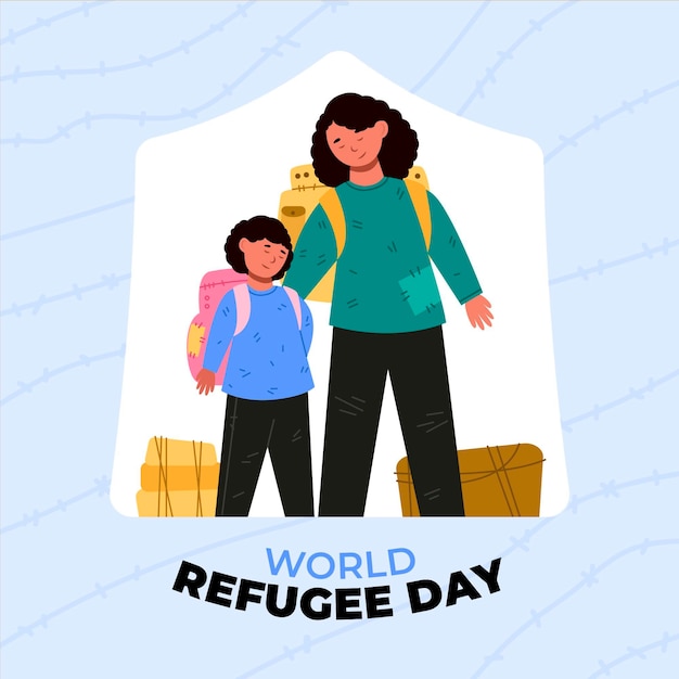 Free Vector flat world refugee day illustration