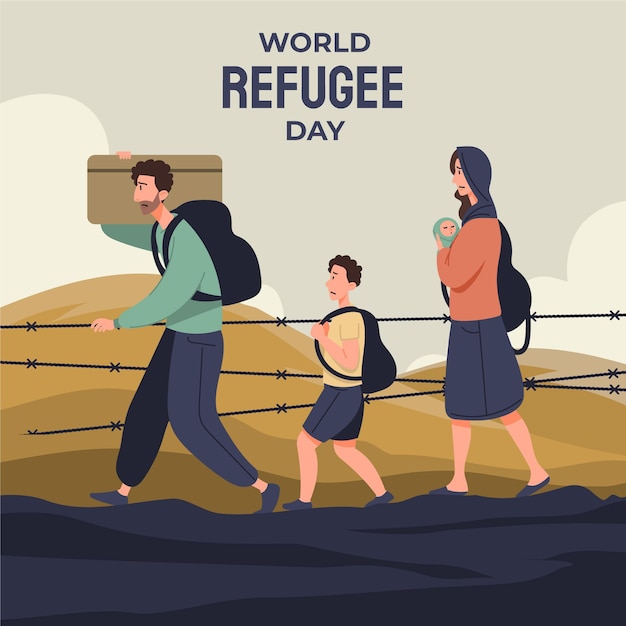 Free vector flat world refugee day illustration