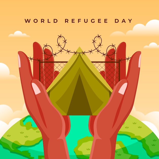 Free Vector flat world refugee day illustration