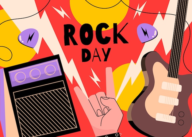 Flat world rock day background