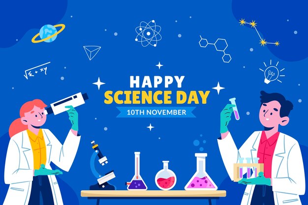 Flat world science day background