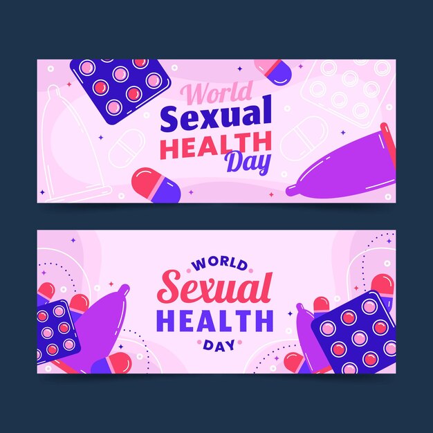 Flat world sexual health day banners set