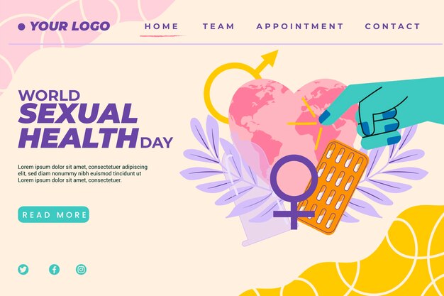 Flat world sexual health day landing page template