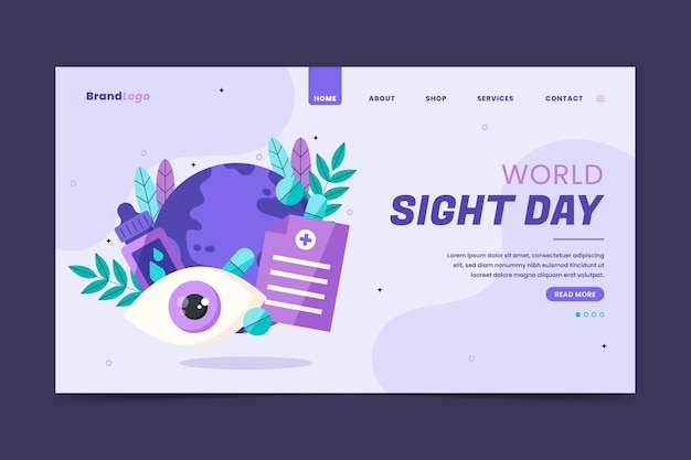 Free vector flat world sight day landing page template