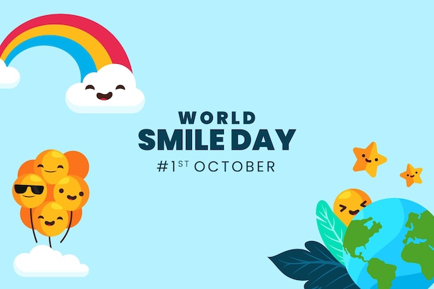 Flat world smile day background