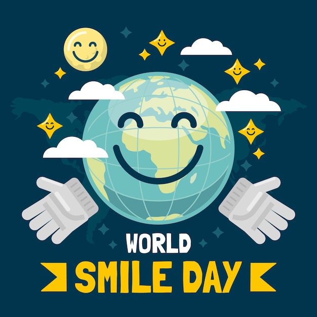 Flat world smile day illustration