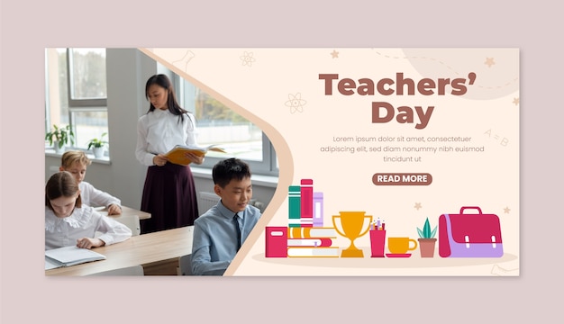 Free vector flat world teachers' day horizontal banner template