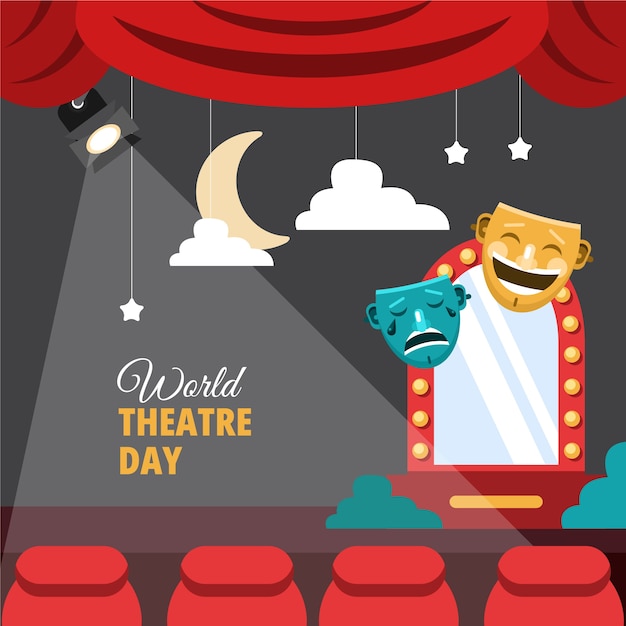 Free Vector flat world theatre day background