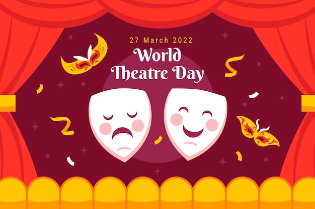 Free Vector flat world theatre day illustration