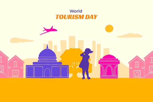 Flat world tourism day background