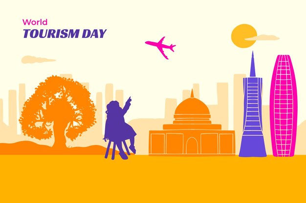 Flat world tourism day background