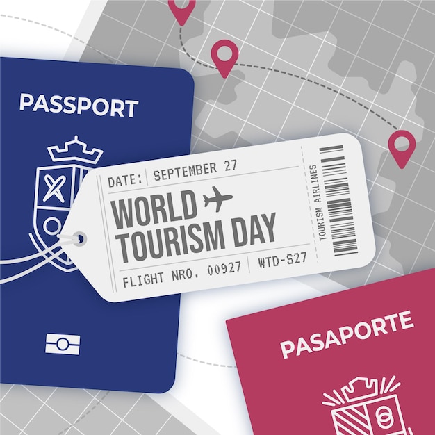 Flat world tourism day concept