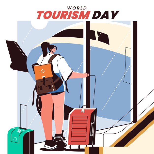 Flat world tourism day illustration