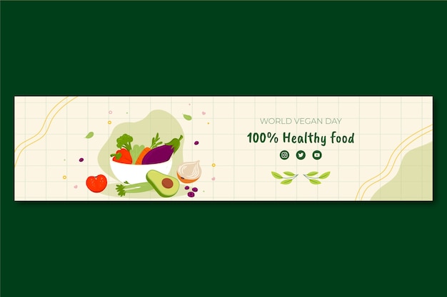 Flat world vegan day twitch banner template