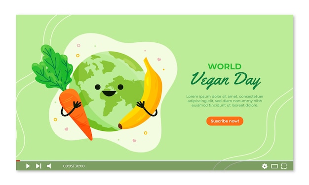 Free Vector flat world vegan day youtube thumbnail