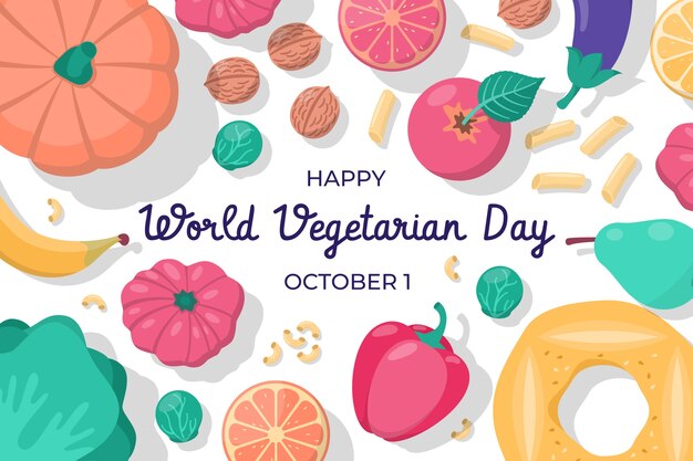 Flat world vegetarian day background