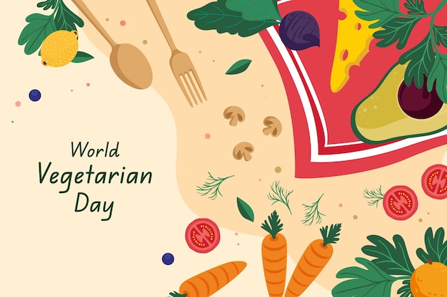 Free Vector flat world vegetarian day background