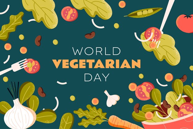 Flat world vegetarian day background