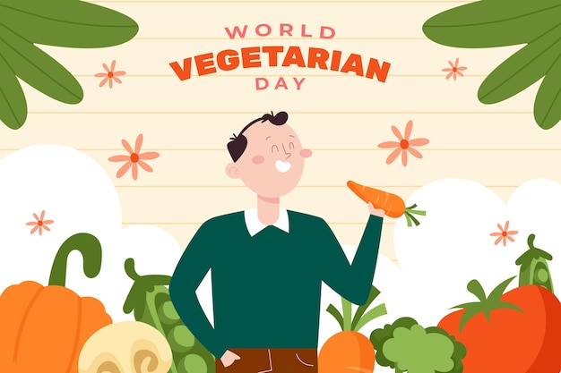 Free Vector flat world vegetarian day background