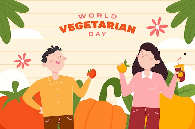 Flat world vegetarian day background