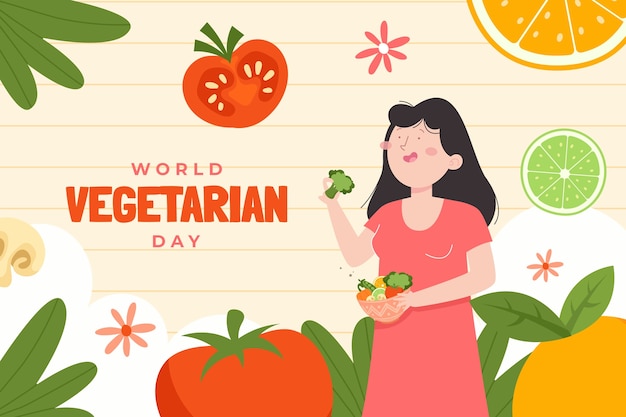 Flat world vegetarian day background