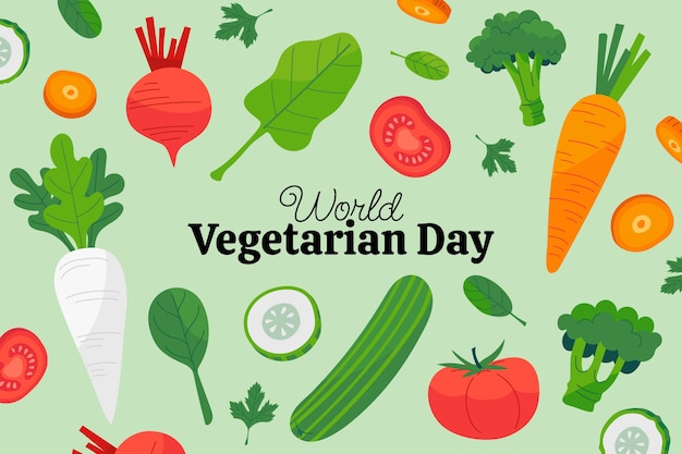 Flat world vegetarian day background