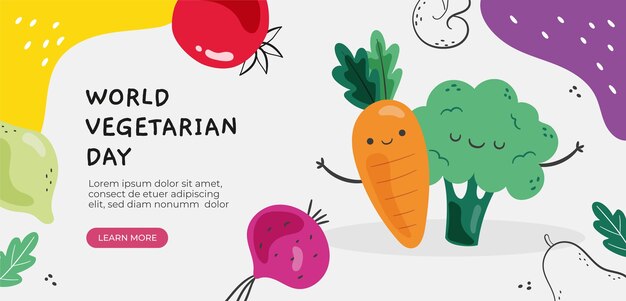 Flat world vegetarian day horizontal banner template