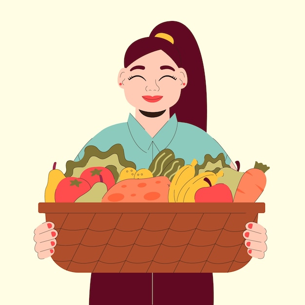 Flat world vegetarian day illustration