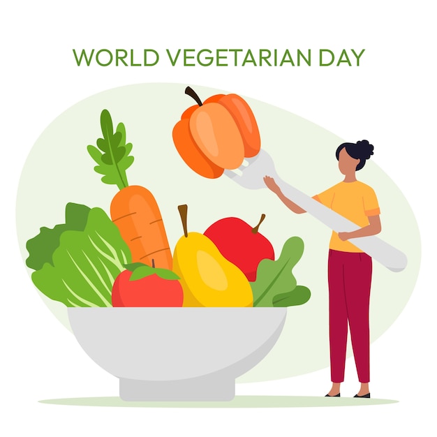 Free Vector flat world vegetarian day illustration