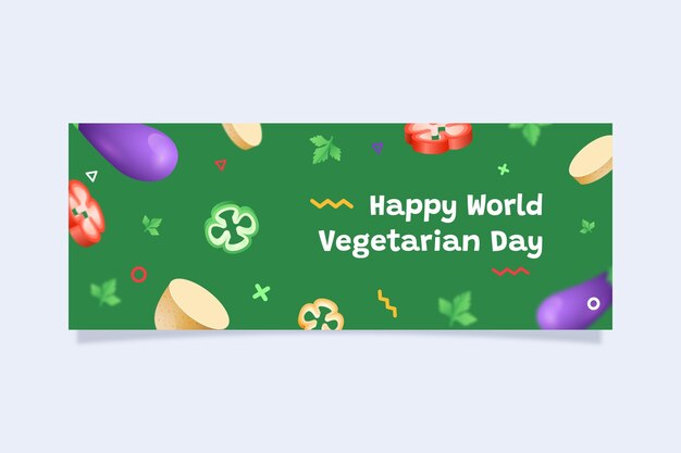 Flat world vegetarian day social media cover template