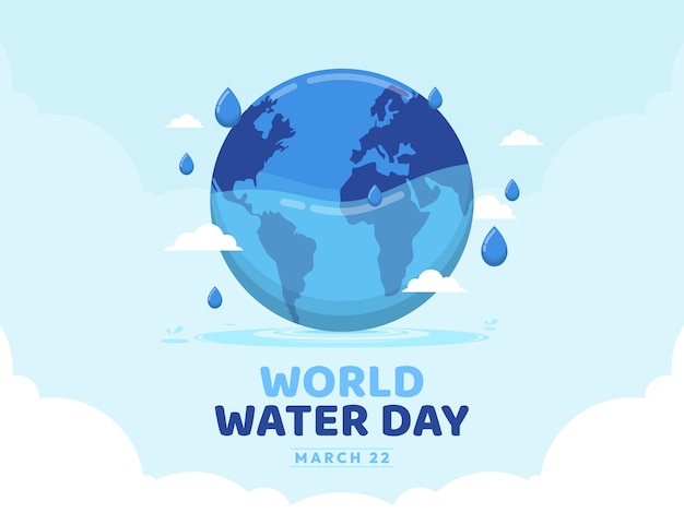 Flat world water day background