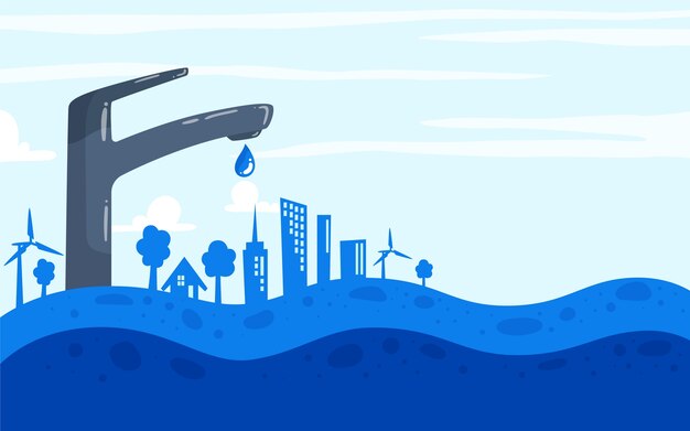 Flat world water day background